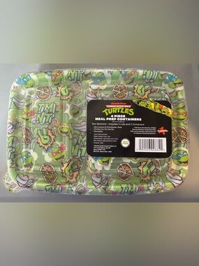 Nickelodeon Teenage Mutant Ninja Turtles Green 4-Piece Meal Prep Containers trav